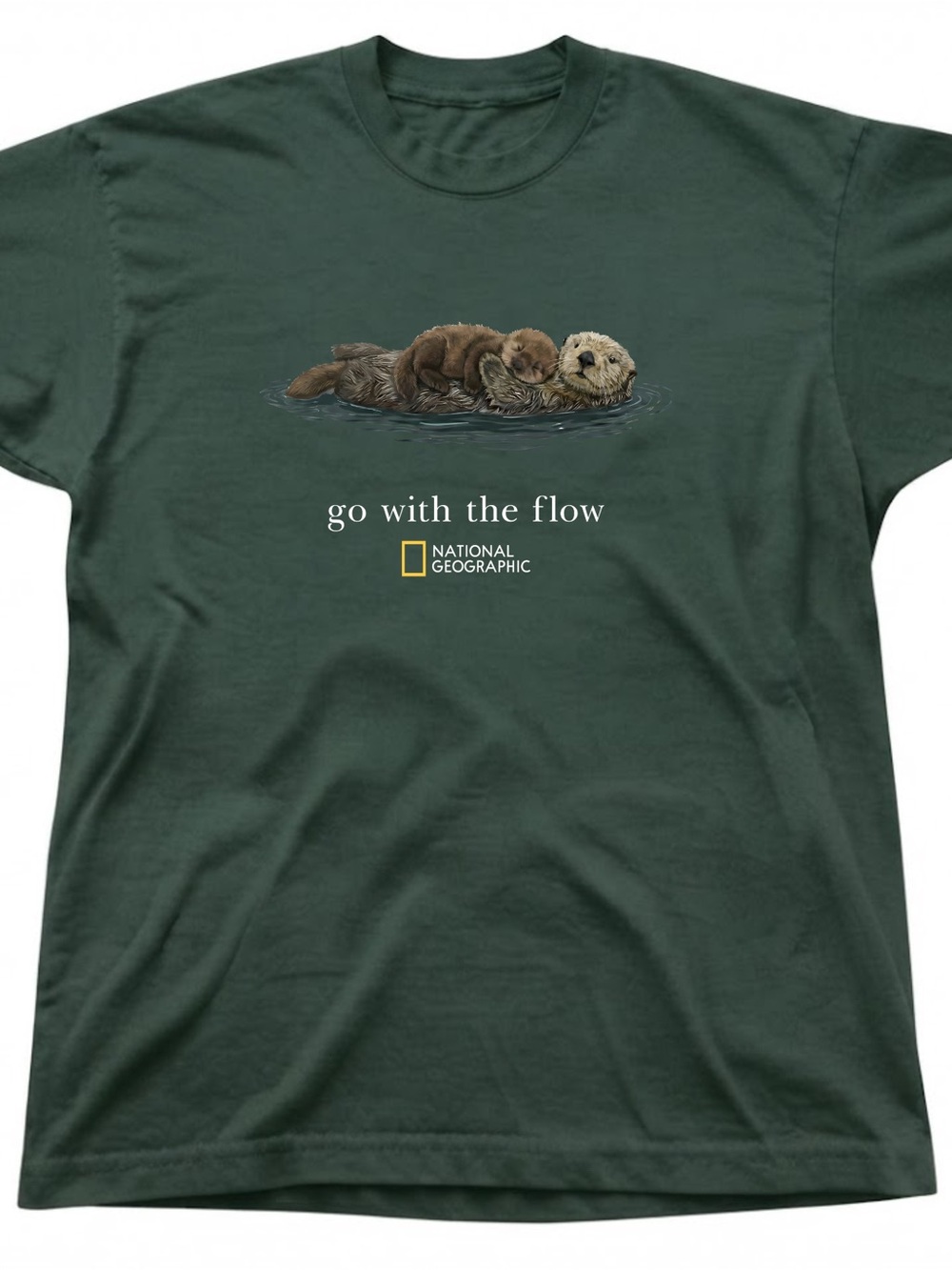 Cute Otter Graphic Tee Gildan Heavyweight T-shirt Forest Green